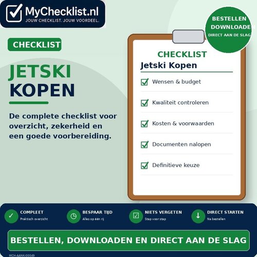 Checklist jetski kopen met uitgebreide stappen en controlepunten