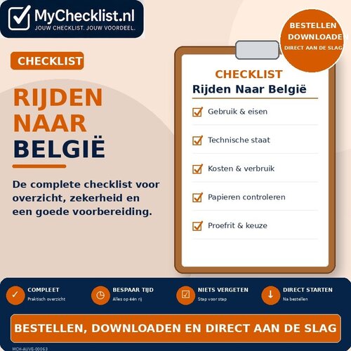 Checklist rijden naar belgië met uitgebreide stappen en controlepunten
