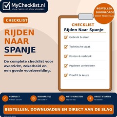 Checklist rijden naar spanje