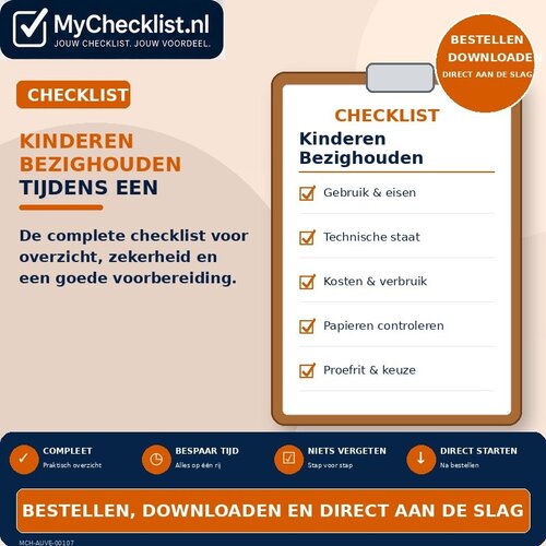Checklist kinderen bezighouden tijdens een autorit met uitgebreide stappen en controlepunten