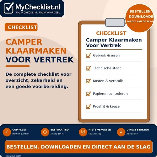 Checklist camper klaarmaken voor vertrek met uitgebreide stappen en controlepunten
