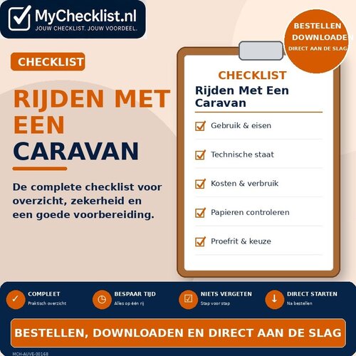 Checklist rijden met een caravan met uitgebreide stappen en controlepunten