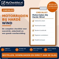 Checklist motorrijden bij harde wind met uitgebreide stappen en controlepunten