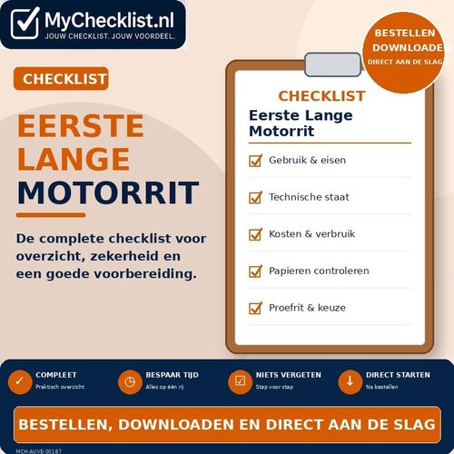 Checklist eerste lange motorrit met uitgebreide stappen en controlepunten