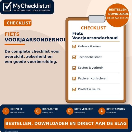 Checklist fiets voorjaarsonderhoud met uitgebreide stappen en controlepunten