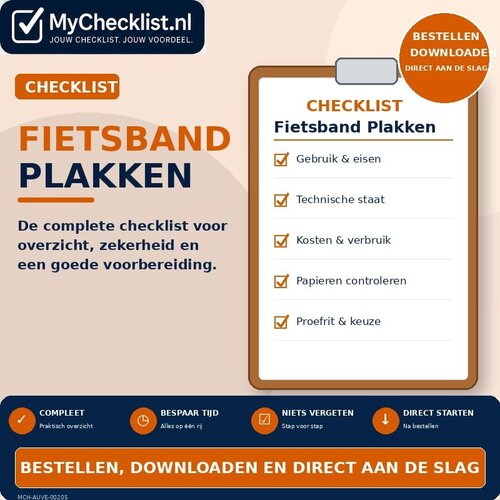 Checklist fietsband plakken met uitgebreide stappen en controlepunten