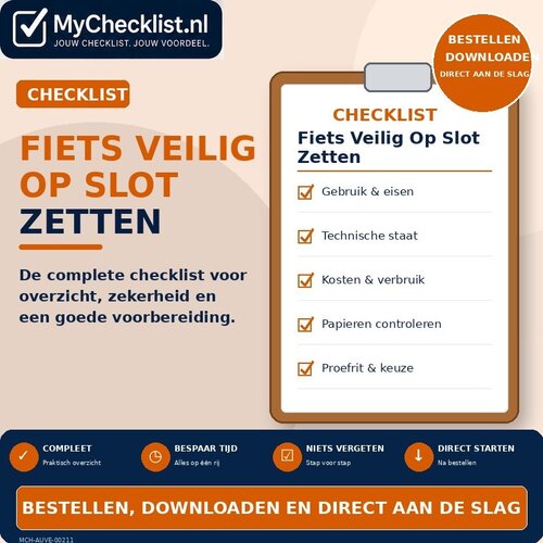 Checklist fiets veilig op slot zetten met uitgebreide stappen en controlepunten