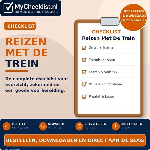 Checklist reizen met de trein met uitgebreide stappen en controlepunten