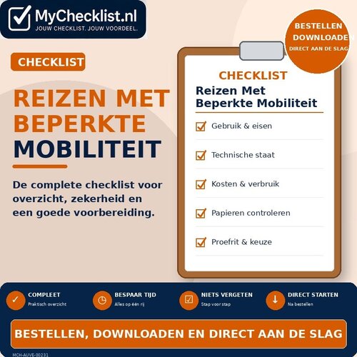 Checklist reizen met beperkte mobiliteit met uitgebreide stappen en controlepunten