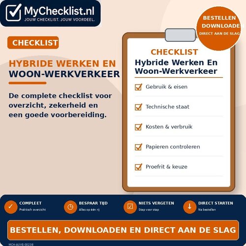 Checklist hybride werken en woon-werkverkeer met uitgebreide stappen en controlepunten
