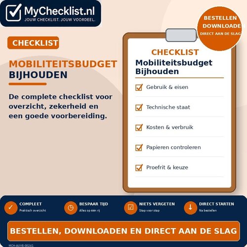 Checklist mobiliteitsbudget bijhouden met uitgebreide stappen en controlepunten