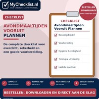 Checklist avondmaaltijden vooruit plannen met uitgebreide stappen en controlepunten