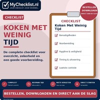Checklist koken met weinig tijd met uitgebreide stappen en controlepunten