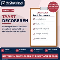 Checklist taart decoreren met uitgebreide stappen en controlepunten