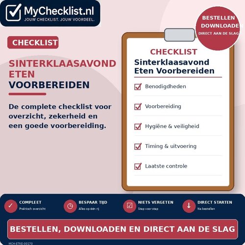 Checklist sinterklaasavond eten voorbereiden met uitgebreide stappen en controlepunten
