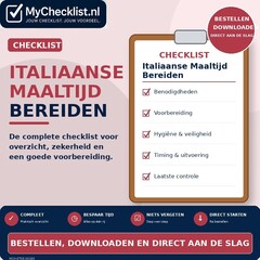 Checklist italiaanse maaltijd bereiden