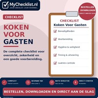Checklist koken voor gasten met uitgebreide stappen en controlepunten