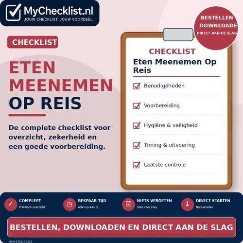 Checklist eten meenemen op reis met uitgebreide stappen en controlepunten