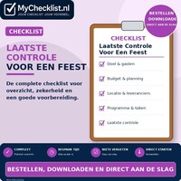 Checklist laatste controle voor een feest met uitgebreide stappen en controlepunten