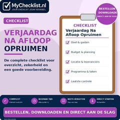 Checklist verjaardag na afloop opruimen