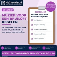 Checklist muziek voor een bruiloft regelen met uitgebreide stappen en controlepunten