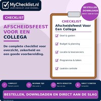 Checklist afscheidsfeest voor een collega met uitgebreide stappen en controlepunten