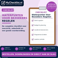 Checklist waterpunten voor bezoekers regelen met uitgebreide stappen en controlepunten