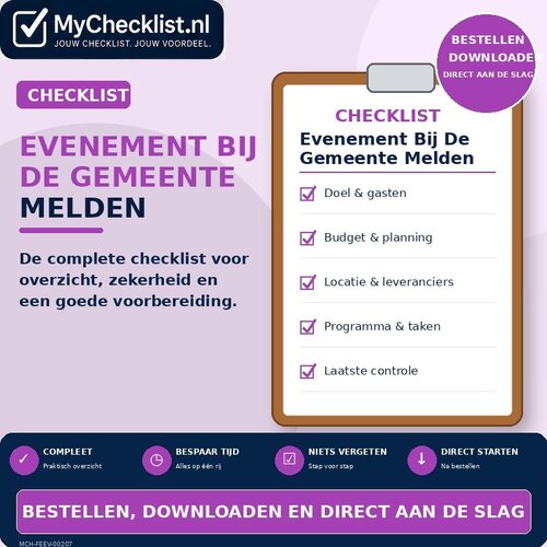 Checklist evenement bij de gemeente melden met uitgebreide stappen en controlepunten