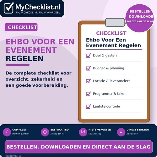Checklist ehbo voor een evenement regelen met uitgebreide stappen en controlepunten