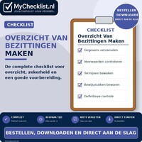Checklist overzicht van bezittingen maken met uitgebreide stappen en controlepunten