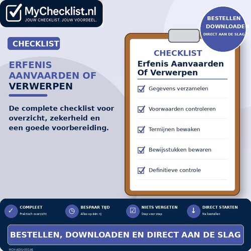 Checklist erfenis aanvaarden of verwerpen voorbereiden met uitgebreide stappen en controlepunten