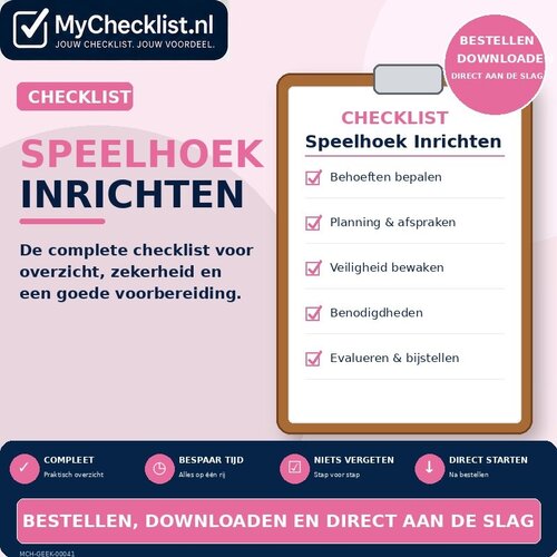 Checklist speelhoek inrichten met uitgebreide stappen en controlepunten