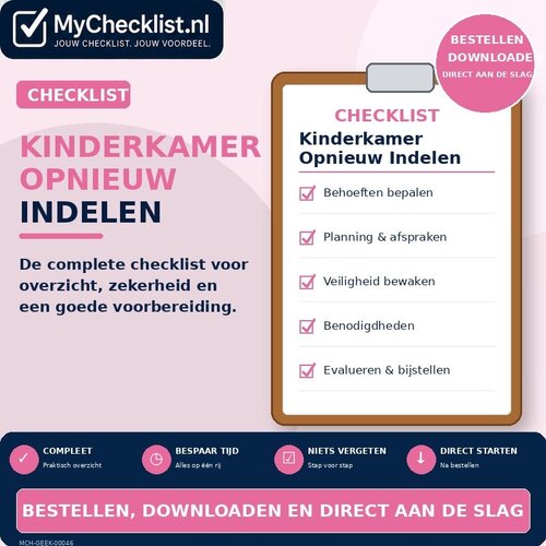 Checklist kinderkamer opnieuw indelen met uitgebreide stappen en controlepunten