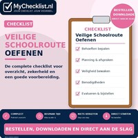 Checklist veilige schoolroute oefenen met uitgebreide stappen en controlepunten