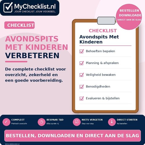 Checklist avondspits met kinderen verbeteren met uitgebreide stappen en controlepunten