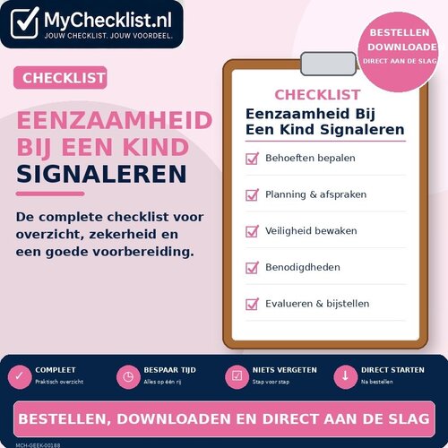 Checklist eenzaamheid bij een kind signaleren met uitgebreide stappen en controlepunten