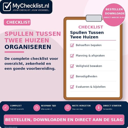 Checklist spullen tussen twee huizen organiseren met uitgebreide stappen en controlepunten