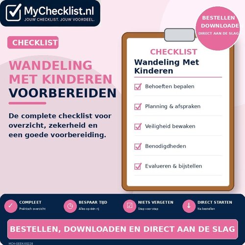 Checklist wandeling met kinderen voorbereiden met uitgebreide stappen en controlepunten