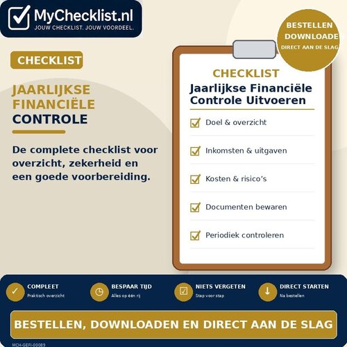 Checklist jaarlijkse financiële controle uitvoeren met uitgebreide stappen en controlepunten