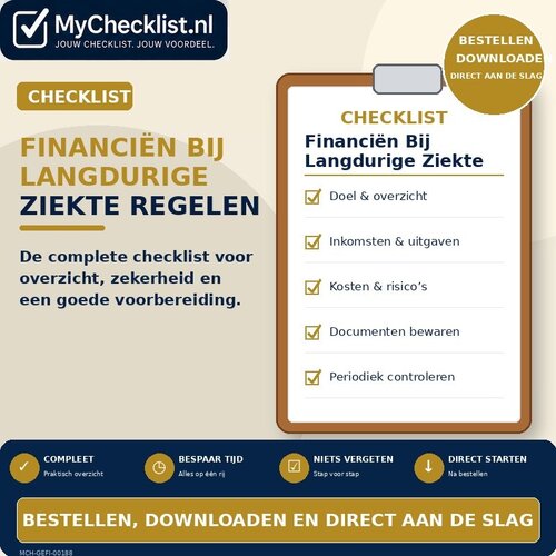 Checklist financiën bij langdurige ziekte regelen met uitgebreide stappen en controlepunten