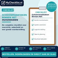 Checklist schoonmaaktaken binnen het huishouden verdelen met uitgebreide stappen en controlepunten