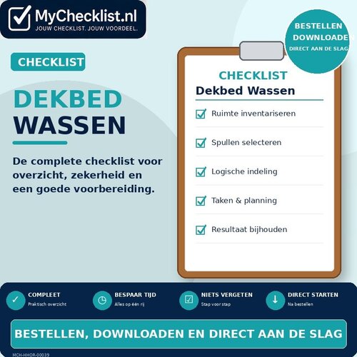 Checklist dekbed wassen met uitgebreide stappen en controlepunten