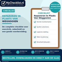 Checklist repareren in plaats van weggooien organiseren