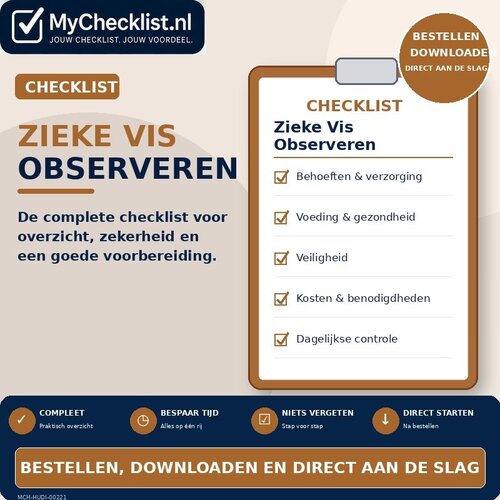 Checklist zieke vis observeren met uitgebreide stappen en controlepunten