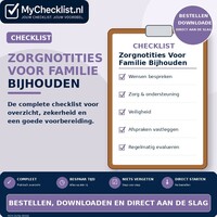 Checklist zorgnotities voor familie bijhouden met uitgebreide stappen en controlepunten