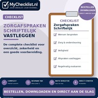 Checklist zorgafspraken schriftelijk vastleggen met uitgebreide stappen en controlepunten