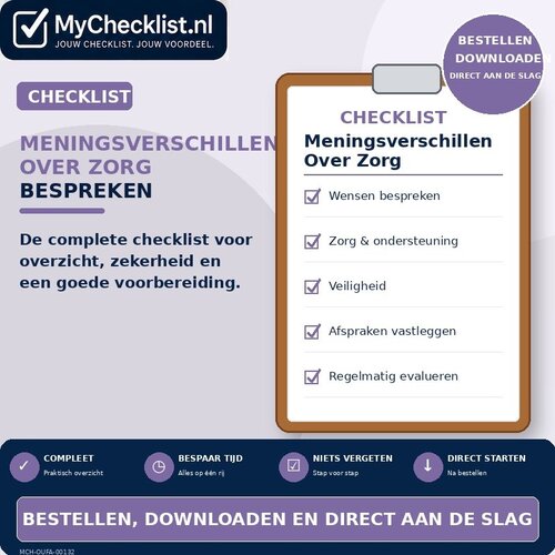 Checklist meningsverschillen over zorg bespreken met uitgebreide stappen en controlepunten