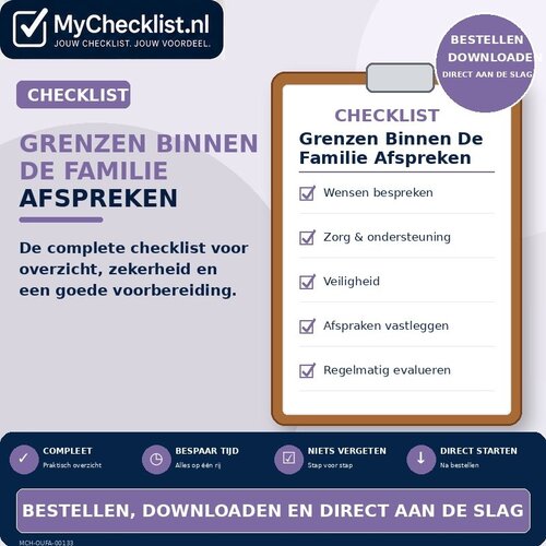 Checklist grenzen binnen de familie afspreken met uitgebreide stappen en controlepunten