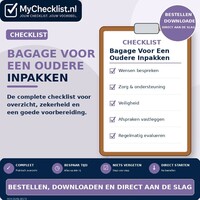 Checklist bagage voor een oudere inpakken met uitgebreide stappen en controlepunten