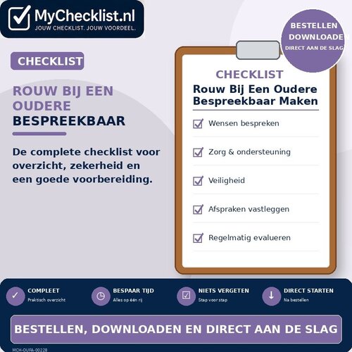 Checklist rouw bij een oudere bespreekbaar maken met uitgebreide stappen en controlepunten